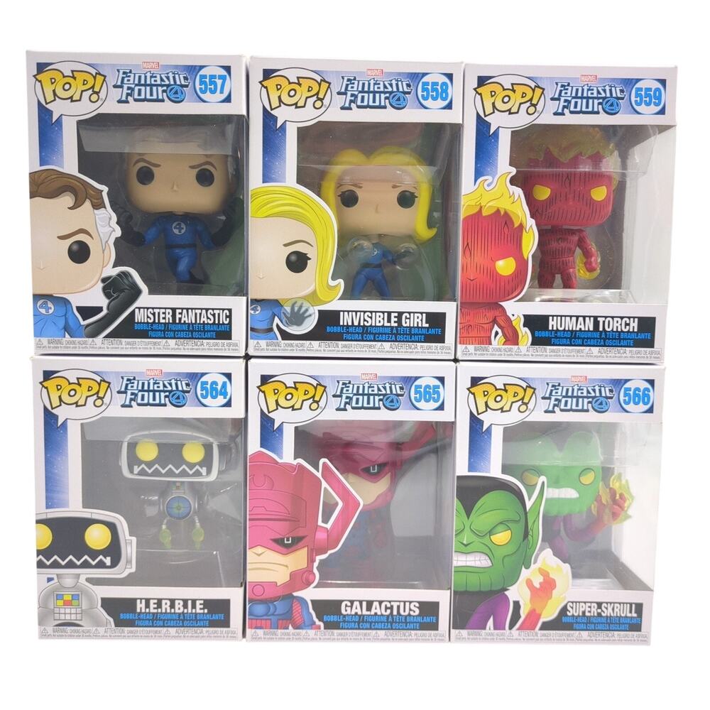 Funko Pop! Fantastic Four Set of 6 Figures Marvel Lot 557-559, 564-566 New
